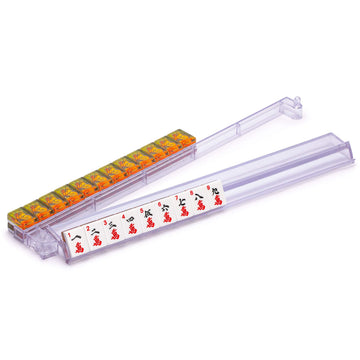 Yellow Mountain Imports Modern Mahjong Racks With Built-In Pushers - Clear - Set Of 4