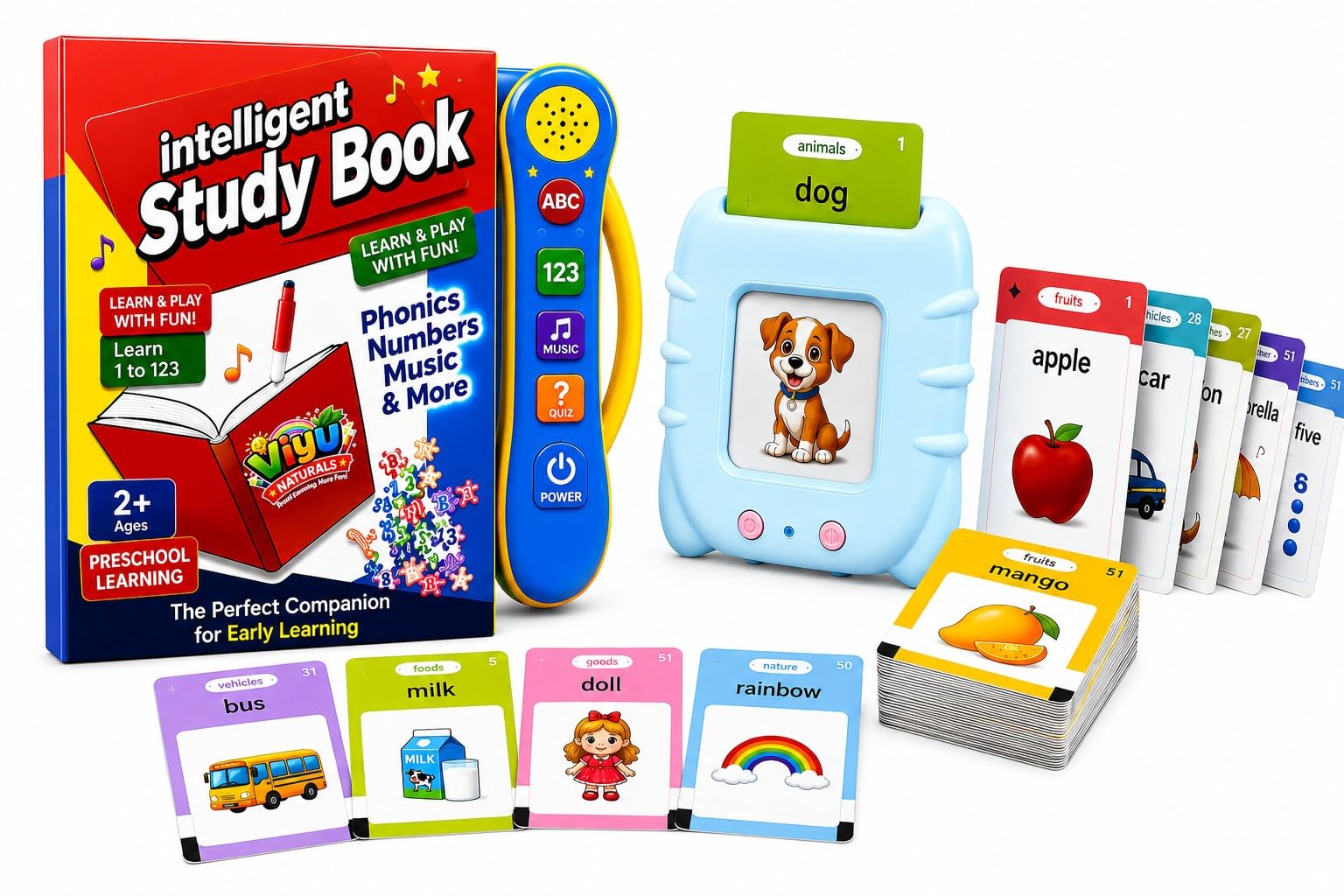 Combo Electronic Study Book & Talking Flashcards Set | Interactive Sound Learning Toy For Kids | Abc Alphabet, Numbers & Phonics