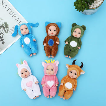Onest 6 Sets 4 Inch Dolls Cute Girl Dolls Include 6 Pieces Girl Mini Dolls, 6 Sets Handmade Doll Clothes