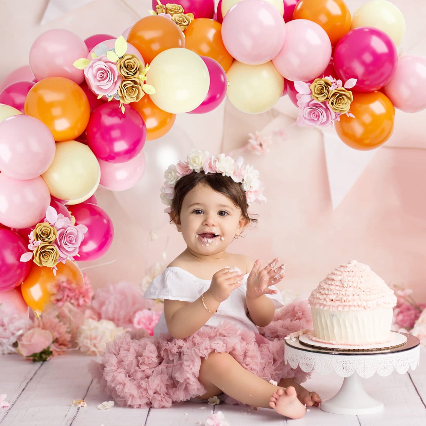 Balloons Pink Orange Yellow, 50Pcs Pink Yellow Orange Balloon Arch Kit, Latex Party Balloons For Birthday Decoration Wedding Bab