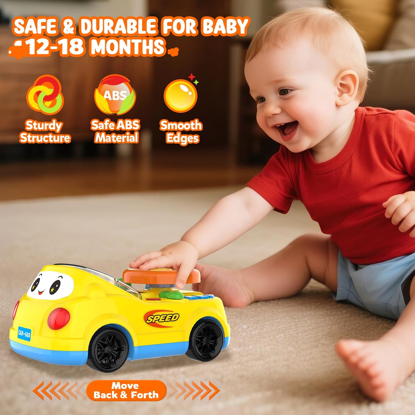Toys for Boys Ages 2-4 - 3-in-1 Toddler Remote Control & Push Car & Musical Racing Adventure Steering Wheel Driving Game, Intera