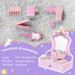 Brinjoy Wooden Vanity Set For Kids, Toddler Tabletop Beauty Salon Play Set W/Accessories & Drawer, Princess Makeup Pretend Play