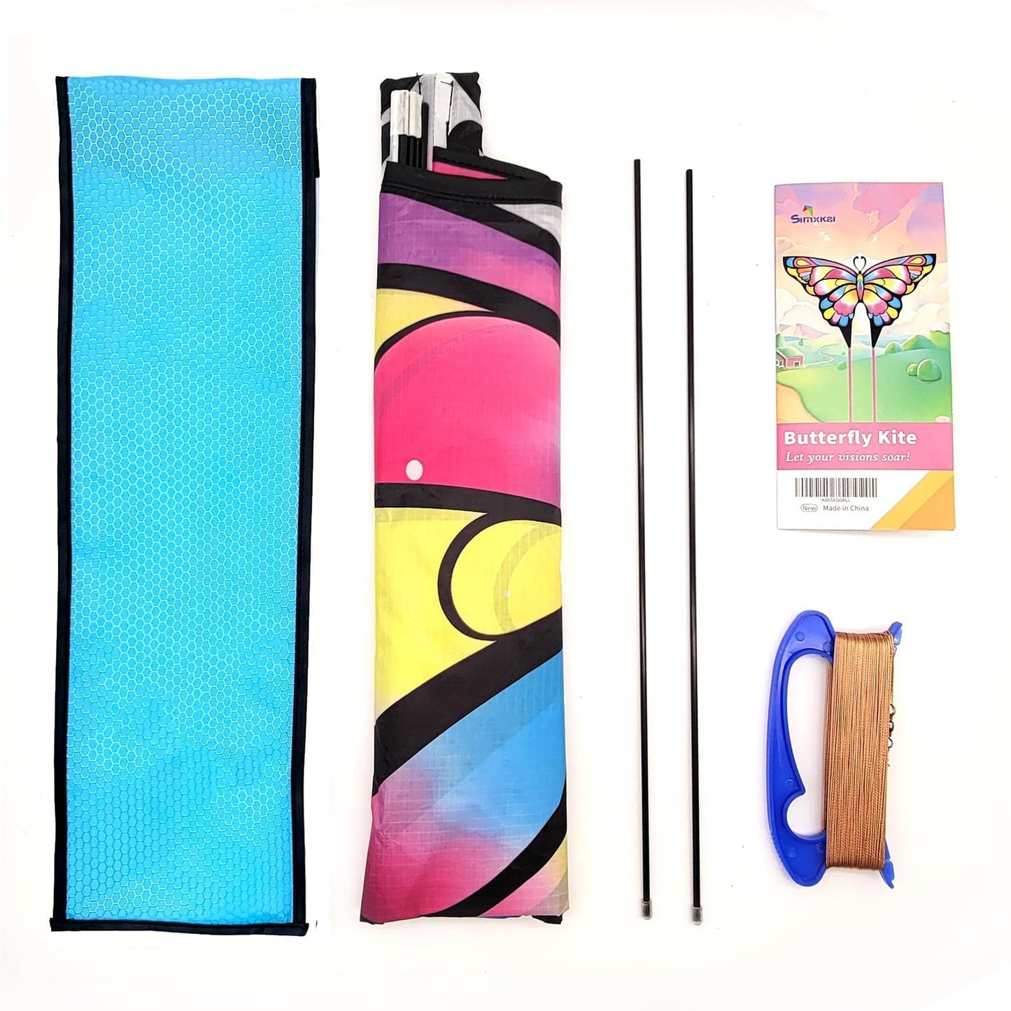 Simxkai Butterfly Kite For Kids & Adults, Easy To Fly Big Kite For Beginners Pink