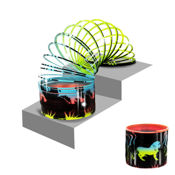 Super Spring - Safari from Deluxebase. 2.5 Inch Safari Animal Rainbow Spring Toy. Wild Animal Slinky Toy and Rainbow Fidget Toy.