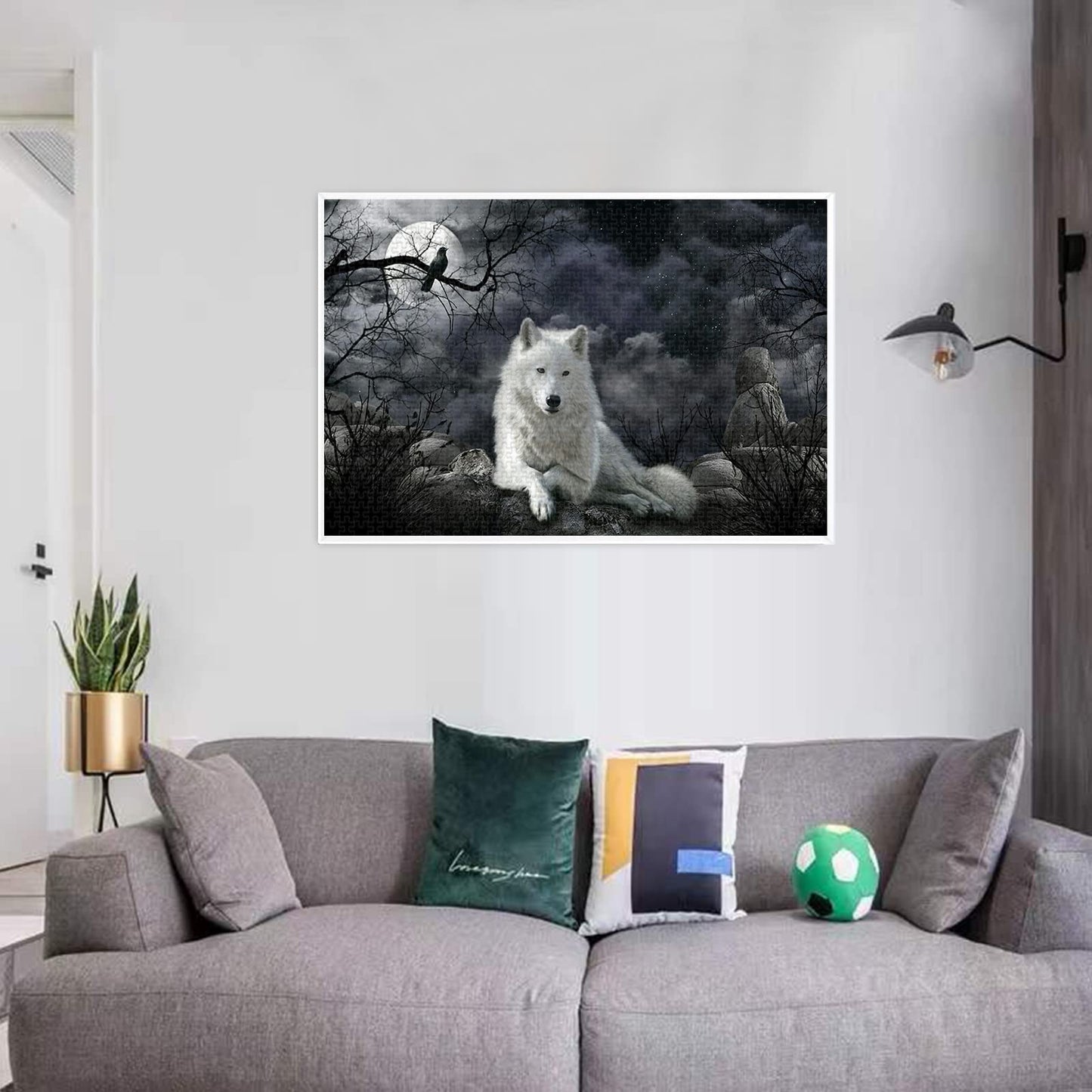 WACYDSD Jigsaw Puzzle 1000 Piece Crow and White Wolf mature-themed Puzzle Kids Puzzle Wooden Puzzle Toy DIY Kit Home Decor 75x50cm