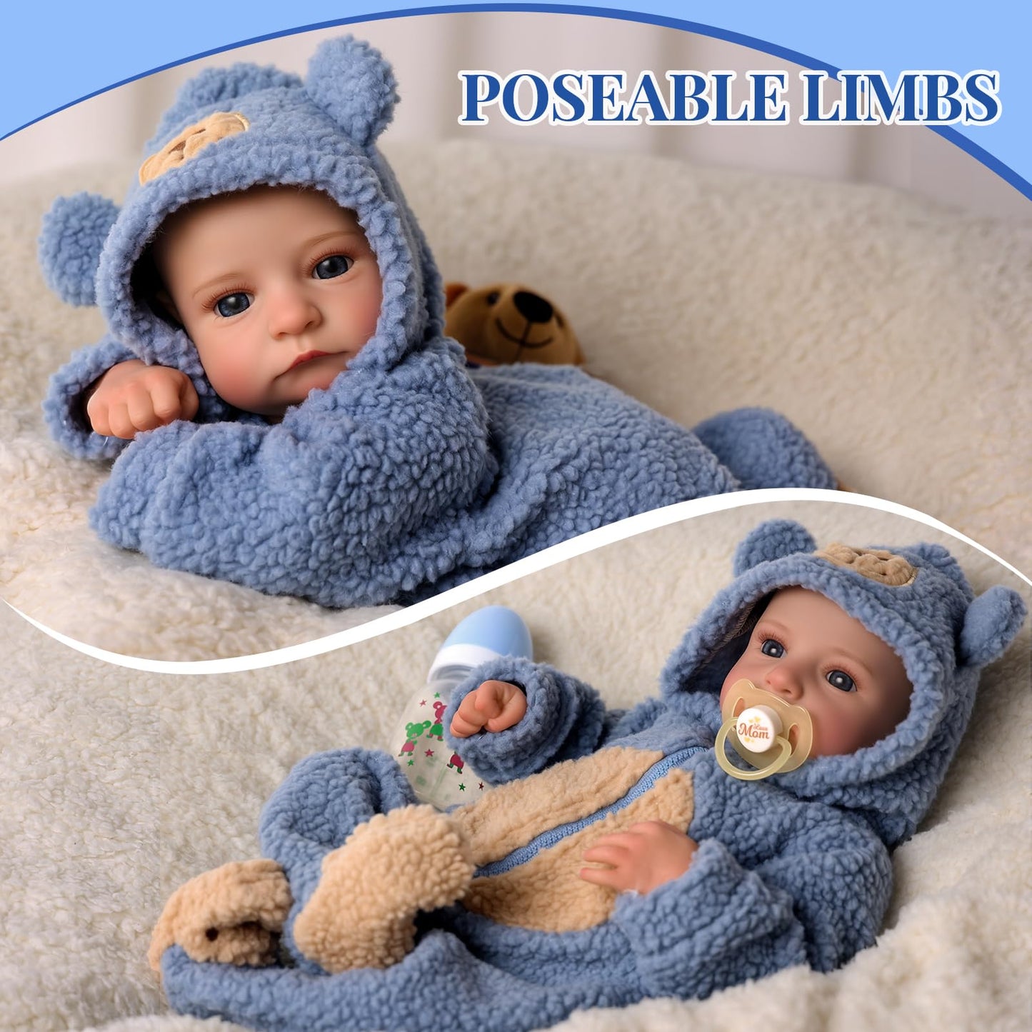 Babeside Lifelike Reborn Baby Dolls Boy - Aiden 18 Inch Handmade Realistic Baby Doll Soft Body Realistic-Newborn Baby Doll With