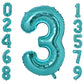 Vonokee 40 Inch Teal Blue Giant Number Balloons 3, Jumbo Digital Foil Mylar Balloon For Birthday Party Wedding Anniversary Celeb
