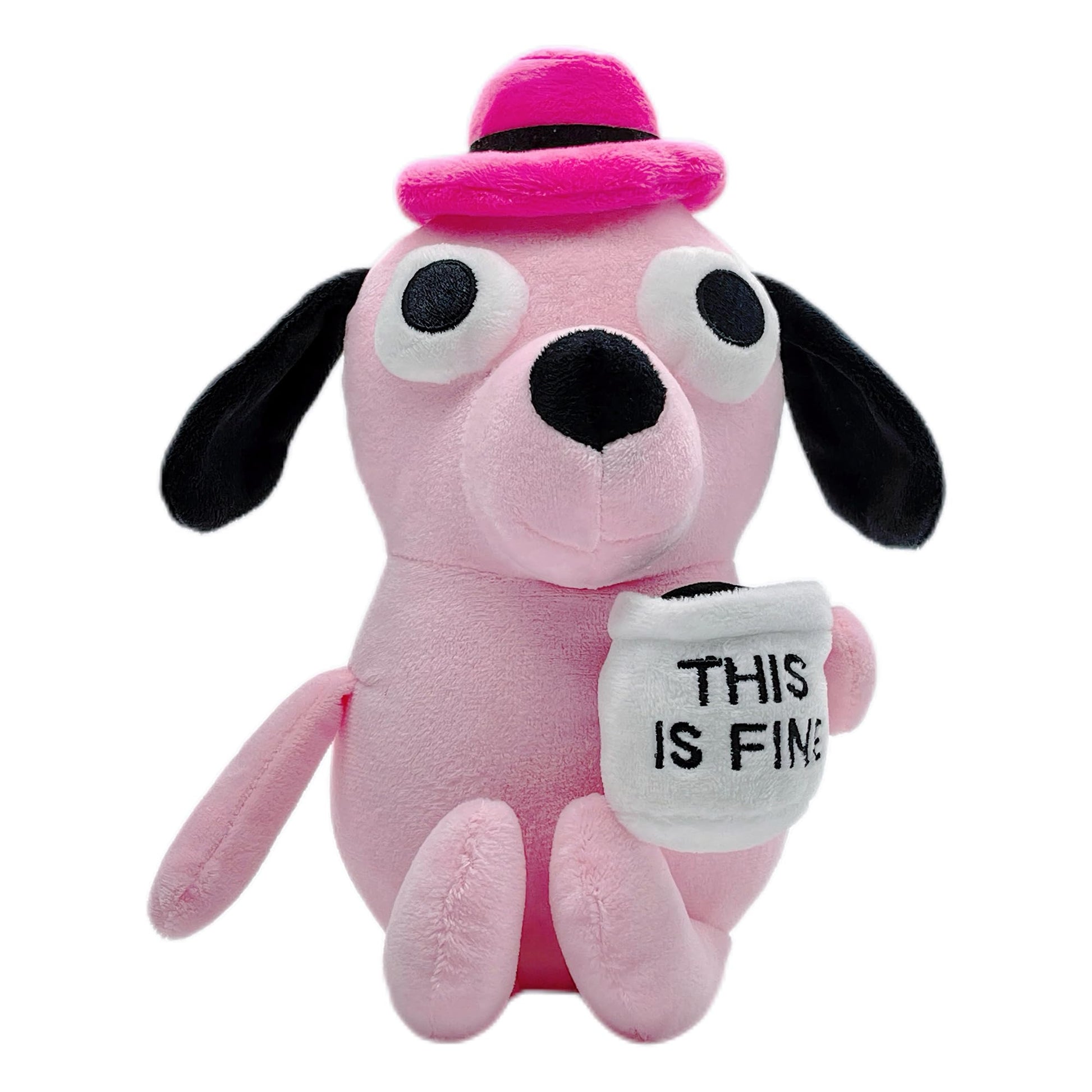Tavashome Funny Pink This Is Fine Dog Plushie, 11'' Inches, Coffee Drinking Puppy Dog Stuffed Animal Soft Dolls Plushies, Inspir