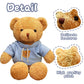 Galatee Cute Teddy Bear Plush Stuffed Animal, Teddy Bear With Coffee Hoodie, Gifts For Children(15.7'' Blue)