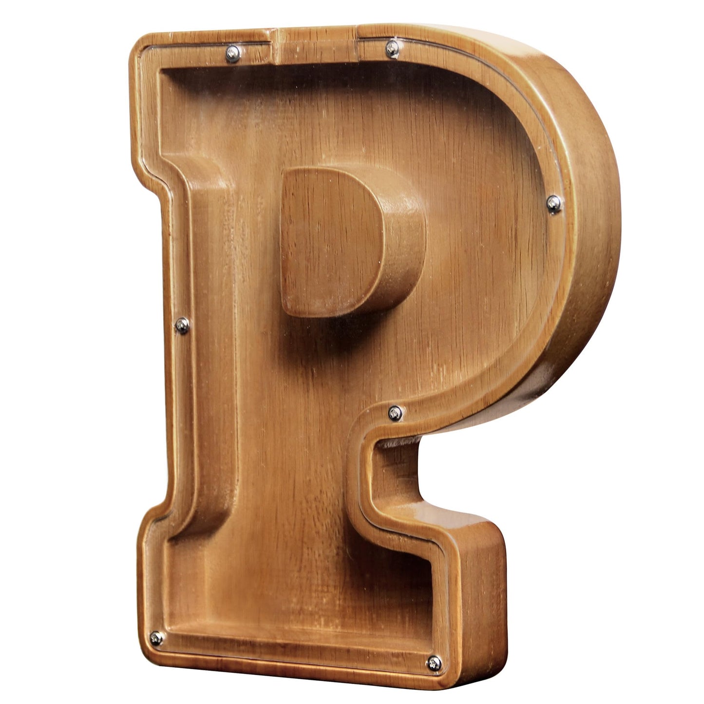 Aorcmitn Wooden Letter Coin Piggy Bank For Boys Girls Kids Toddler Adults Money Bank Best Gift For Friends(9.2Inch-P