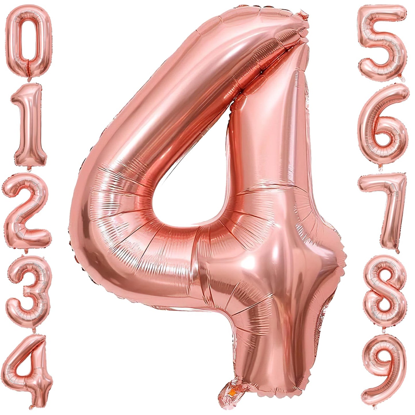 4 Number Balloon Rose Gold 40 Inch Big Foil Mylar 4Th Balloons For 4 Year Old Boy Girl Birthday Party Decorations Wedding Annive