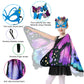 Kids Butterfly Wings Costume Girls Fairy-Wings Toddler Dress Up Play Costumes Butterfly Hair Clip Mask Party Favors (Purple Gree