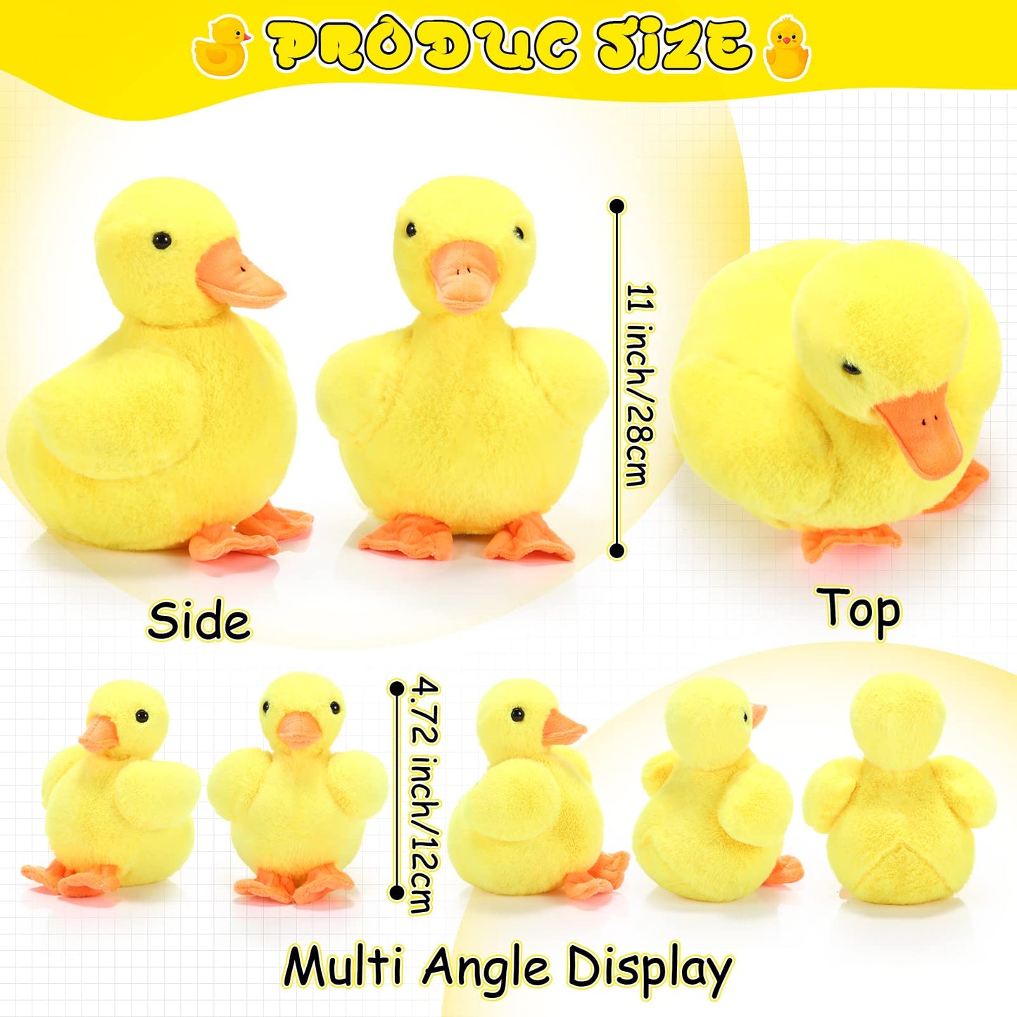 Zomiboo Duck Stuffed Animals Set - 5 Piece Plush Family Toys, Soft Polyester, Yellow, Includes Big Mommy Duck & 4 Baby Ducks