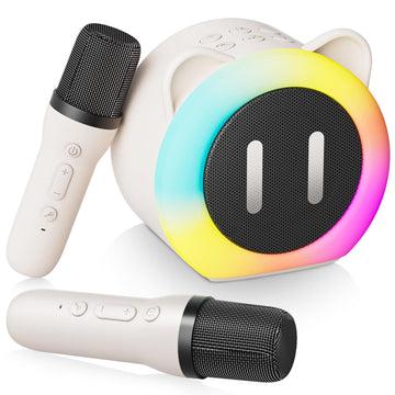 Mini Karaoke Machine For Kids Adults,Portable Karaoke Speaker With 2 Wireless Microphones,Toys Birthday For Girls 4,5,6,7,8,9,10