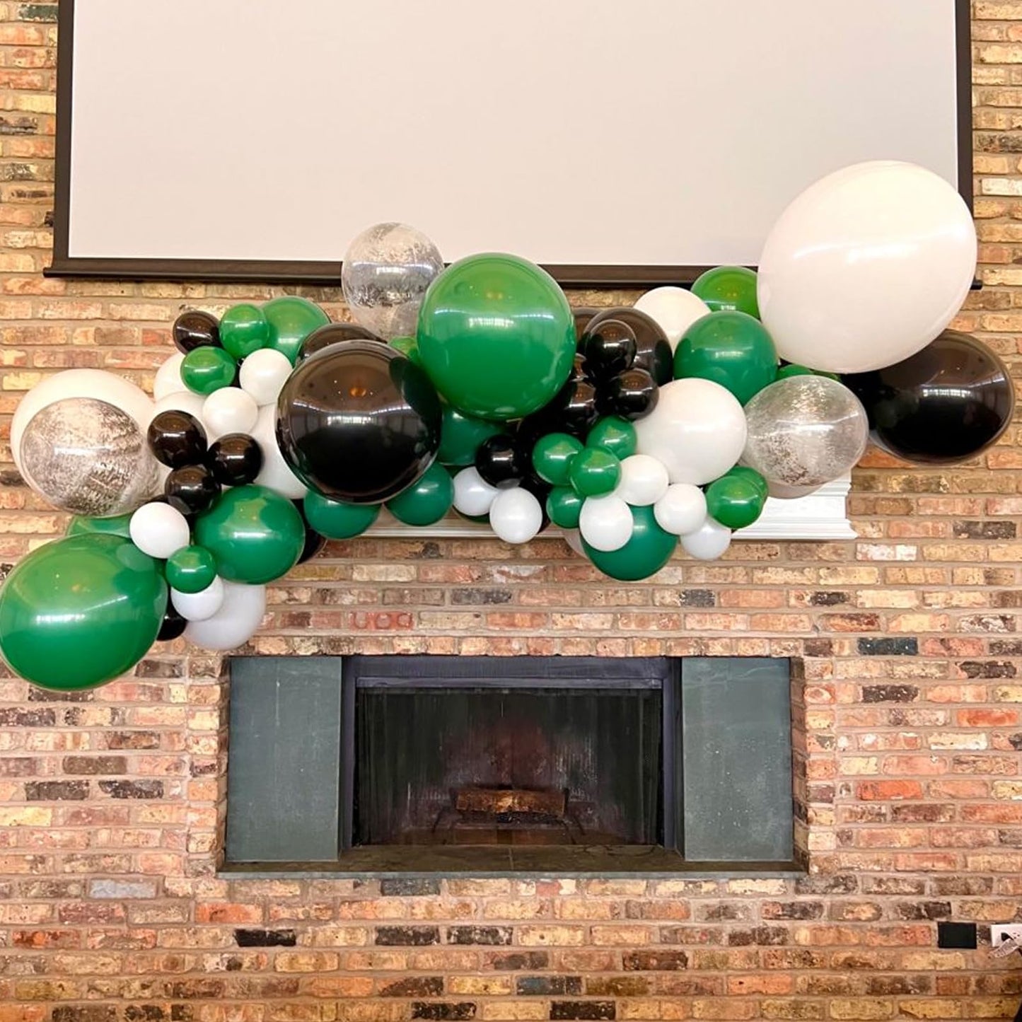 Green And Black Balloons, 50Pcs 12 Inch Green White Black Birthday Balloons, Green Confetti Balloons White Latex Balloons For Bo