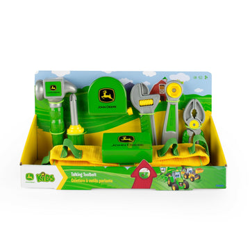 John Deere Deluxe Talking Toolbelt - 7-Piece Kids Tool Set - Interactive Construction Toys - Interactive Toddler Tools Playset -