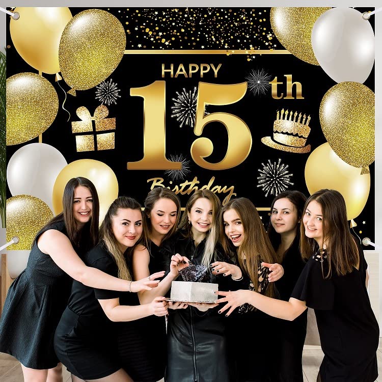 15Th Happy Birthday Banner Birthday Decorations For Men Birthday Party Decorations Birthday Backdrop
