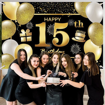 15Th Happy Birthday Banner Birthday Decorations For Men Birthday Party Decorations Birthday Backdrop
