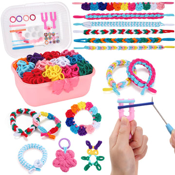 Extpro Bracelet Making Kit for Girls Age 6-12, 1200+ Colorful Elastic Weaving Loops Loom Bracelet Kit with Y-Shape Looms, DIY Cr