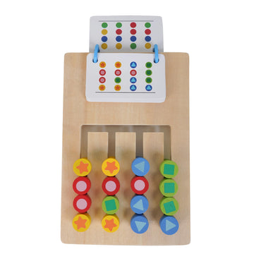 Wooden Colour Sorting Toys with Pattern Matching Cards for Kids, Multicolour