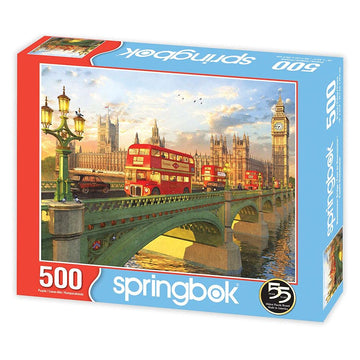 Springbok 500 Piece Jigsaw Puzzle - Westminster Bridge, Engineered Wood, Multi-Color, Model 33-01542, Made in USA
