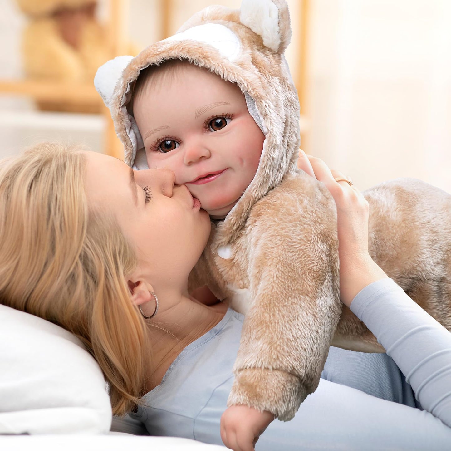 Babeside Reborn Baby Doll Clothes Set For 17-22 Inch Dolls Accessories, Cute Bear Baby Doll Clothes Onesie With Doll Hat For Rea