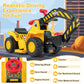 Honey Joy Electric Ride On Push Car, Toddler Bulldozer Digger W/Balls & Basketball Hoop, Outdoor Digging Scoop, Flexible Bucket, 6V Ride On Excavator Construction Vehicle For Kids