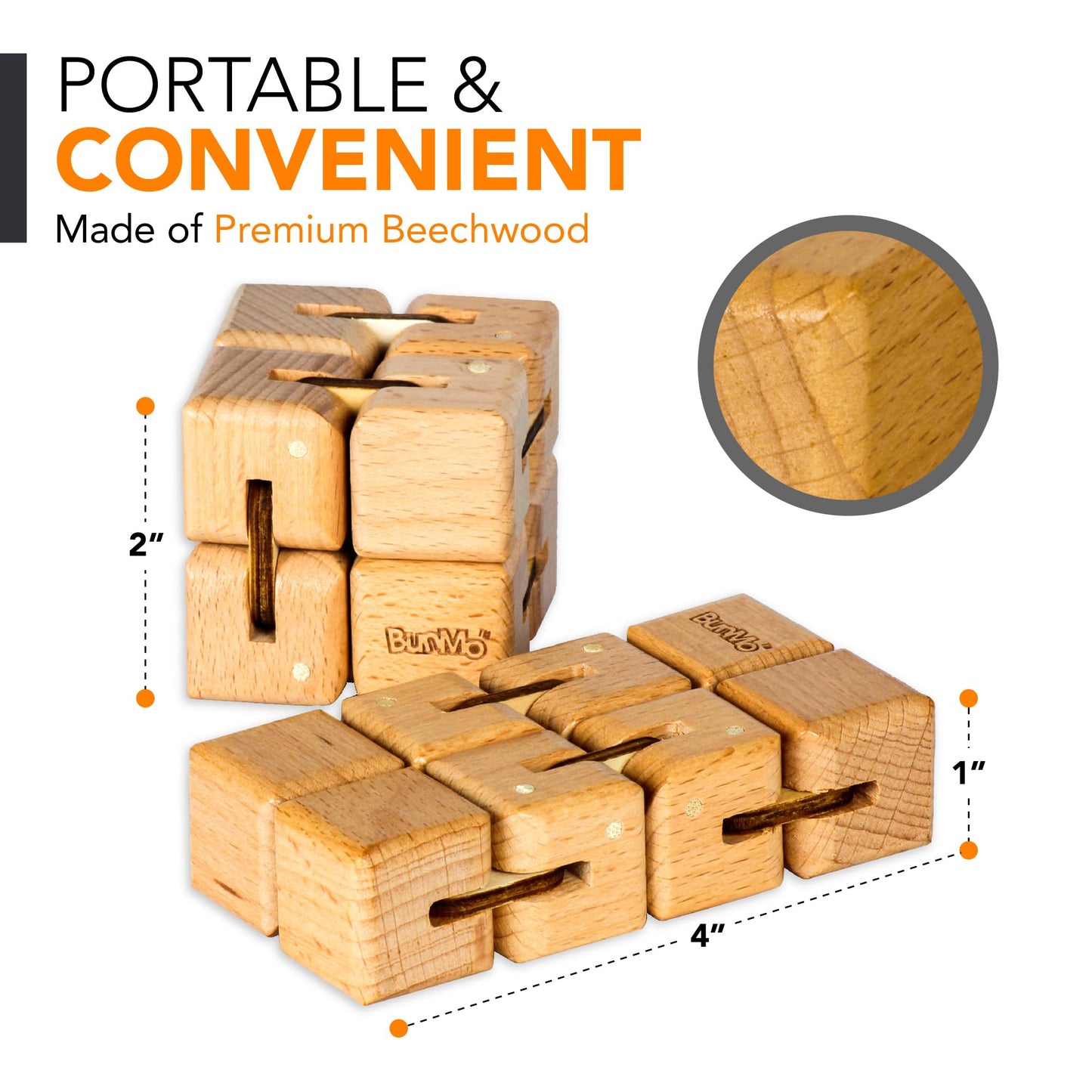 Bunmo Infinity Cube Fidget Toy - Easter Basket Stuffers For Adults - Teen Boy Toys - Easter Basket Stuffers For Teens - Travel Toys - Gifts For Teenage Boys - 10 Year Old Boy Gift - 1 Pack Beech Wood