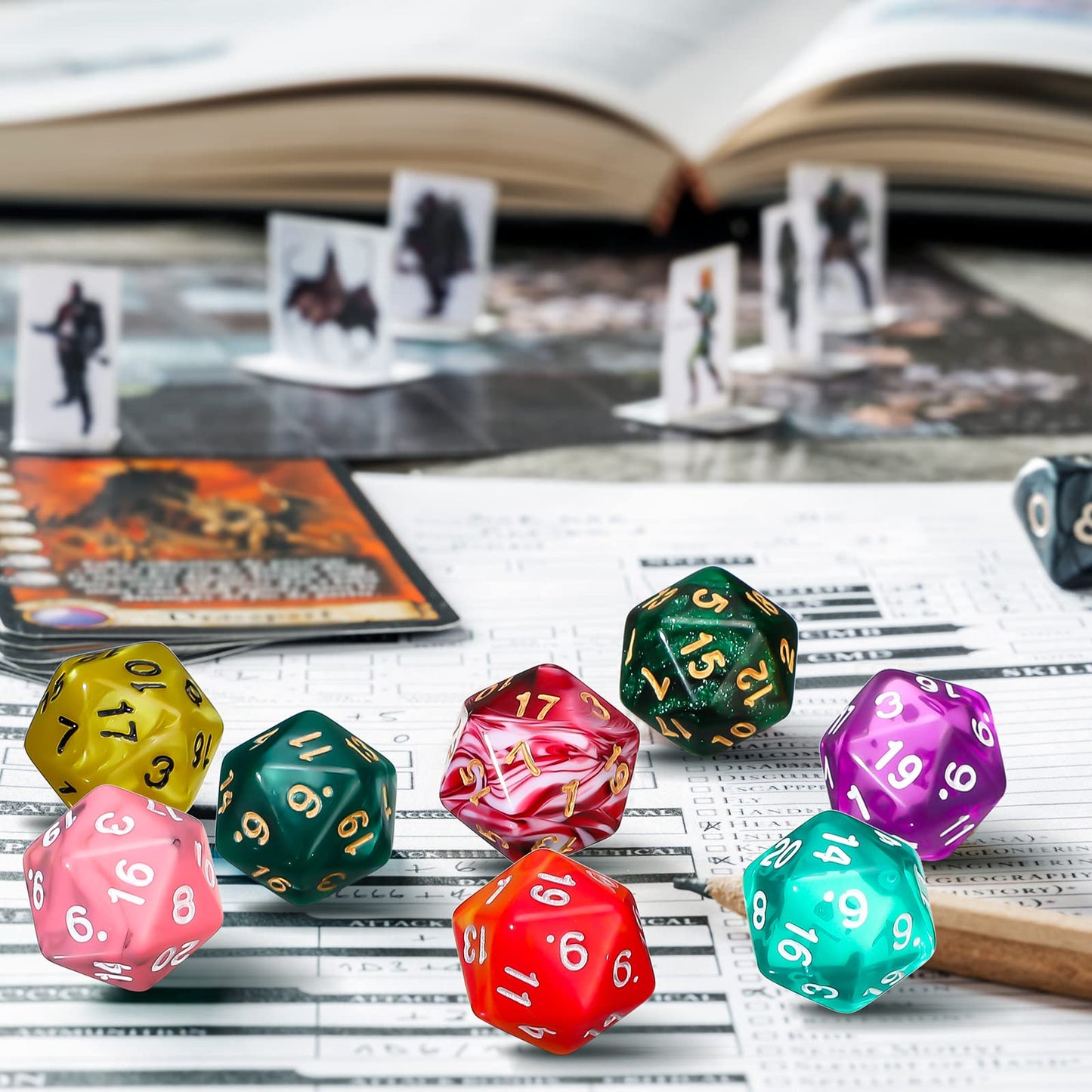 100 Pieces Polyhedral Dice Set with Black Pouch Polyhedral Dice Compatible with RPG MTG Table Games Multi Colored Assortment (20
