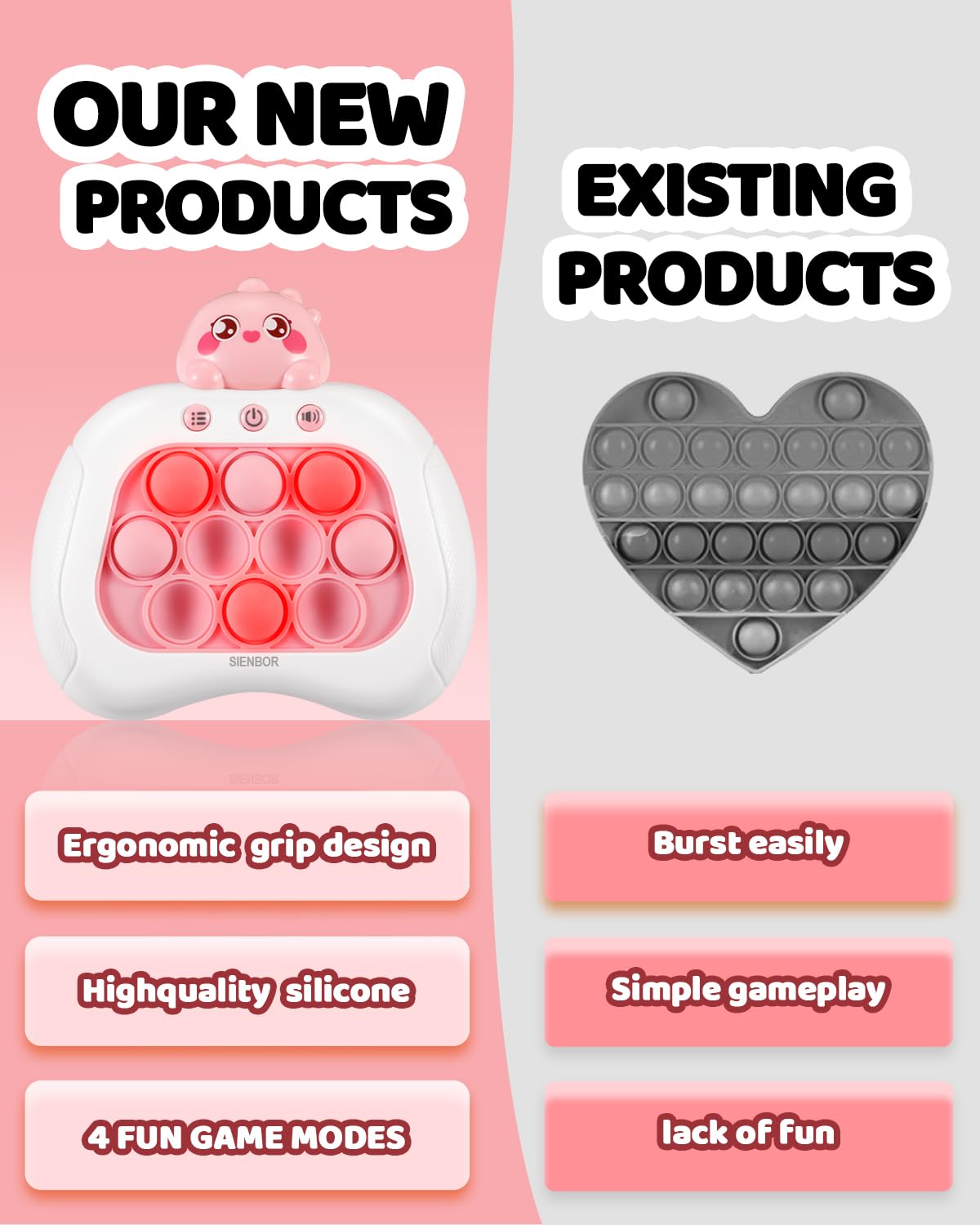 Sienbor Quick Push Game,4 Modes Games, A Toy Game Machine That Exercises Reaction Ability And Improves Concentration |Teens Boys