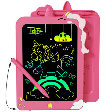 TEKFUN LCD Writing Tablet for Kids, 8.5 Inch Unicorn Toddler Doodle Board, Drawing Tablet, Reusable Electronic Pads Educational 