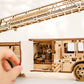 Wood Trick Rescue Firetruck Movable - Rotating Extendable Ladder - 3D Wooden Puzzles For Adults And Kids To Build - Rides Up To 20 Ft - Wooden Models Engineering Diy Project Mechanical Model Kit