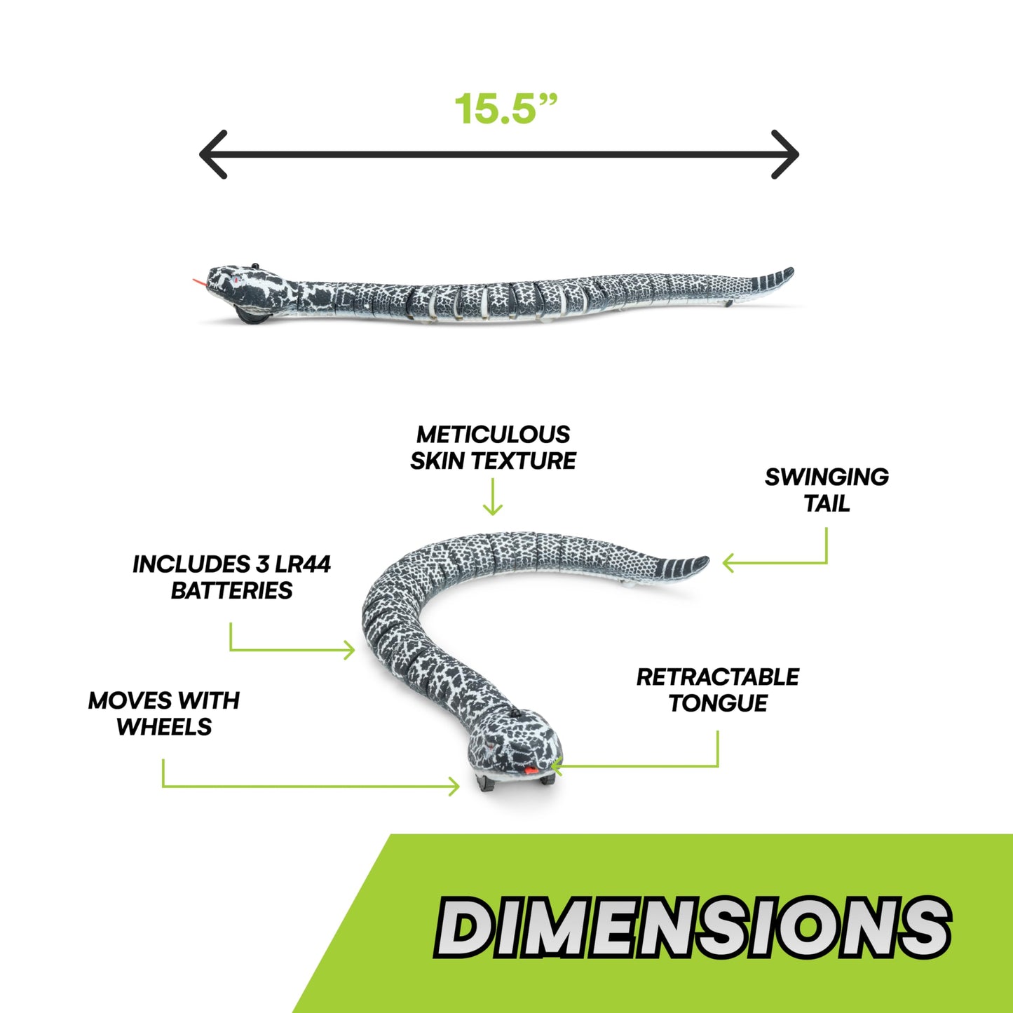 Top Race Remote Control Rattle Snake - Realistic Robot Snake Toy with Infrared Receiver - Rc Animal Prank Toy Perfect for Kids Ages 4 Up or for mature-themed Pranks - Makes a Great Gift