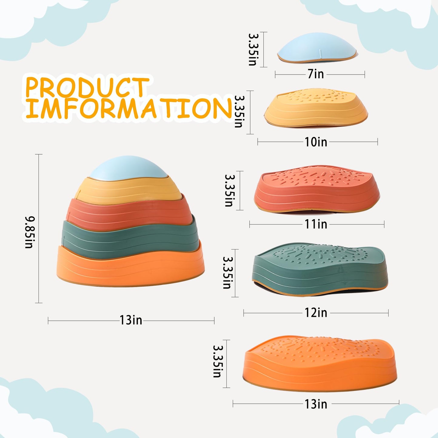 Loomlark Balance Stepping Stones For Kids 5Pcs Non-Slip River Stones Obstacle Course Play Indoor And Outdoor Coordination Game S