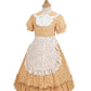 Nuoqi Prairie Dresses For Girls, Yellow Laura Ingalls Wilder Costume Pioneer Colonial Dress With Apron, 6-7
