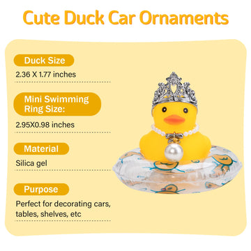 Wonuu Car Duck Rubber Duck Car Ornaments Duck Car Dashboard Decorations With Mini Crown And Necklace