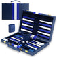 Backgn Sets for mature-themeds  15 inch Backgn Brown Sets Classic Board Game with enhanced Leather Case  Portable Travels Strategy Backgn Game Set for mature-themeds  Kids (Blue)