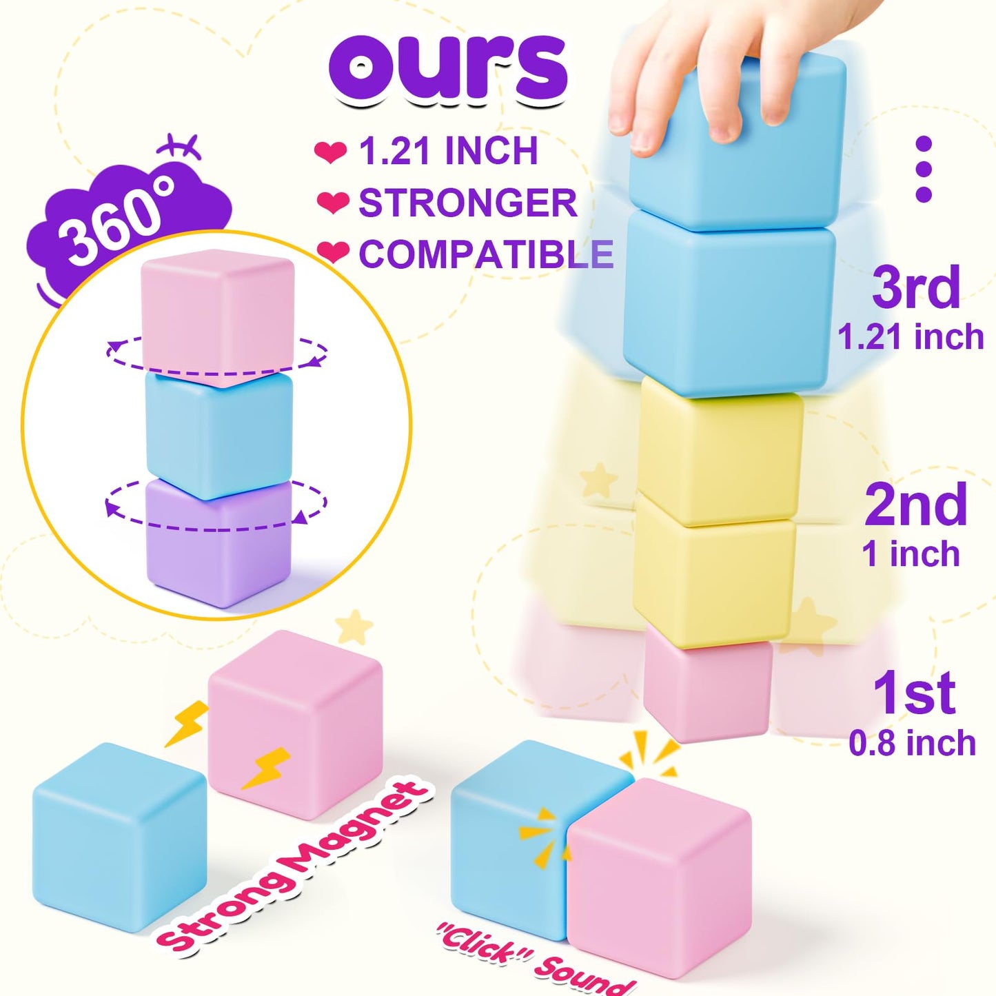 Magnetic Blocks For Toddlers Ages 3-5 Macaron 1.21 Inches Magnetic Building Blocks For Kids Ages 4-8 Gifts Montessori Magnet Cub