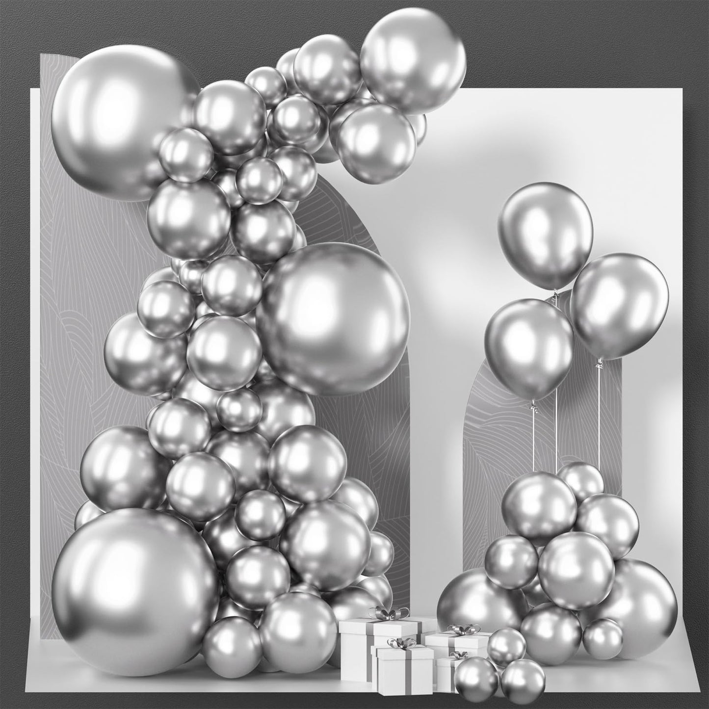 Partywoo Metallic Silver Balloons, 85 Pcs Silver Metallic Balloons Different Sizes Pack Of 18 Inch 12 Inch 10 Inch 5 Inch Silver Balloons For Balloon Garland Arch As Party Decorations, Silver-G102