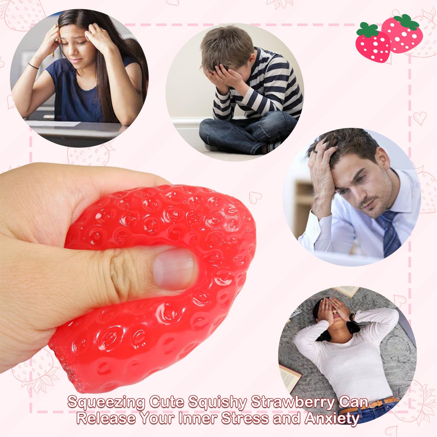 3 Pcs Big Taba Squishies Strawberry Squishy Stress Relief Toys  Handmade Soft Squishies Fidget Toys Squeeze for Party Favors Office School OPP Packaging (3 Pcs Big Strawberry)