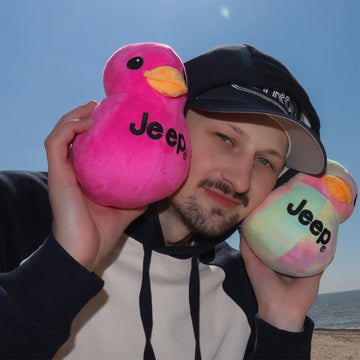 Jeep Text Logo Stuffed Animal Plush Duck Pink -Perfect Enthusiasts You'Ve Been Ducked (Pink)