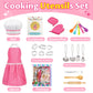 MEIDAYAI Kids Cooking Baking Set , Kids Kitchen Pretend Play Toys, Kids Chef Role Play Costume Set - Chef Hat and Matching Pink
