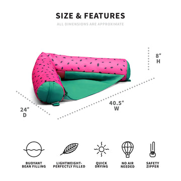 Big Joe Noodle Sling Pool Seat - No Inflation, Summer Melon Color, Quick Draining Mesh, 3ft with Armrests