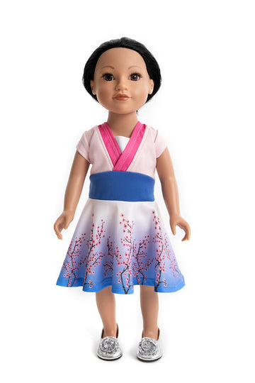 Little Adventures Twirl Princess Doll Dress - Doll Not Included - Machine Washable Child Pretend Play And Party Doll Clothes With No Glitter (Cherry Blossom Twirl)