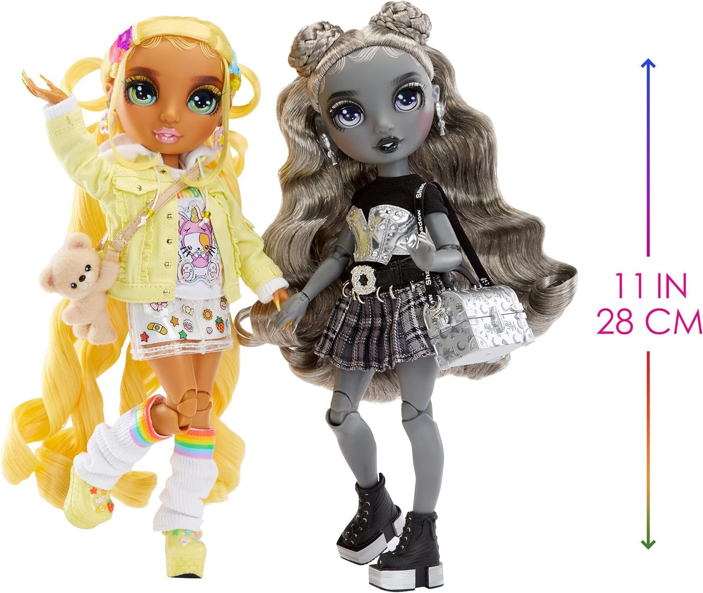 Rainbow High Madison Twins 2-Pack - 11 Inch Plastic Dolls, Yellow & Grey Outfits, Model 592778EUC - Great Gift for Kids & Collectors