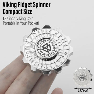 Freelove Viking Pirate Fidget Spinners For Adults, Heavy Metal Figette Spin, Premium Bearing, Silent Long Spinning, Small Gossip Desgin, Stainless Steel Silver