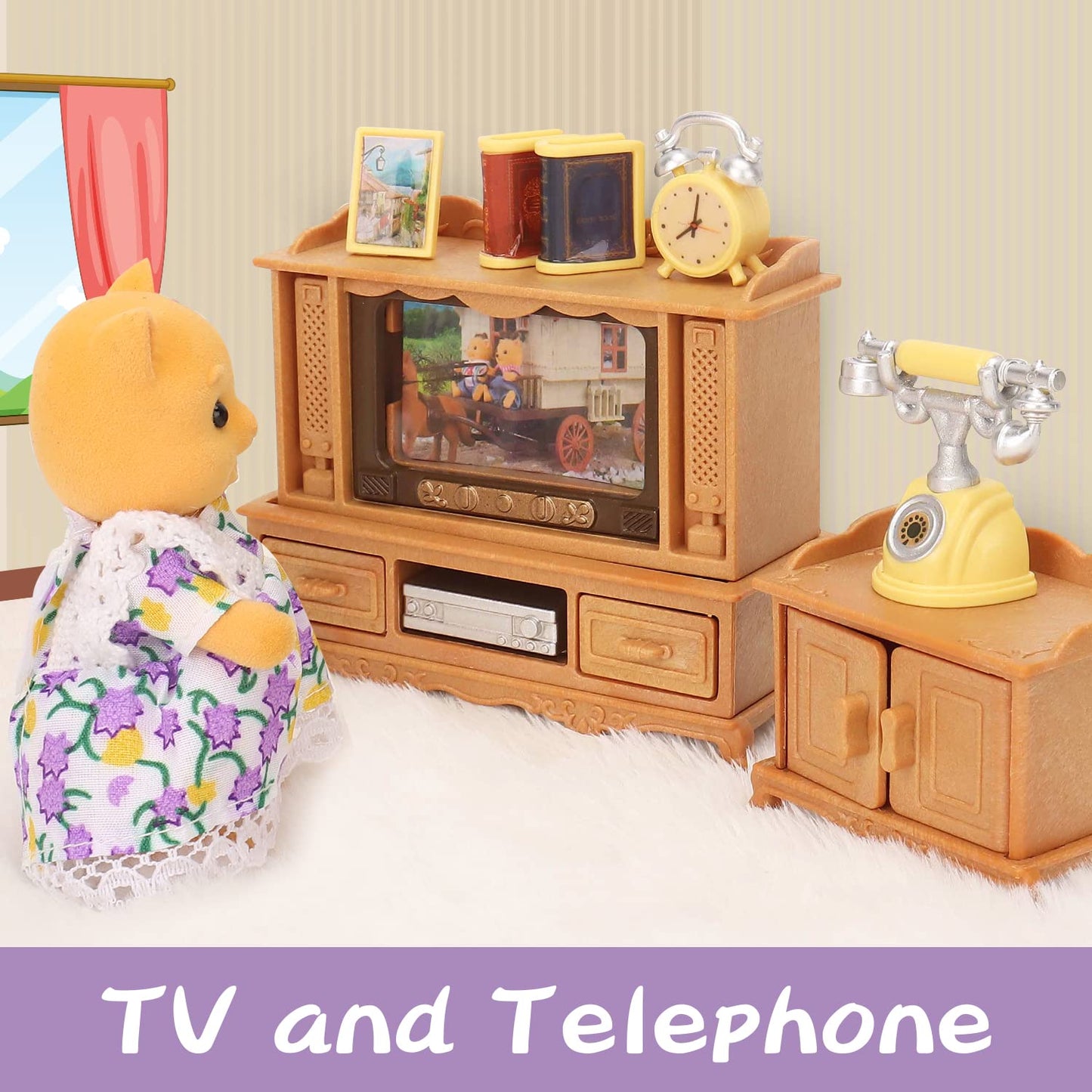 Dollhouse Furniture Set For Kids Toys Miniature Doll House Accessories Pretend Play Toys For Boys Girls & Toddlers Age 3+ With L