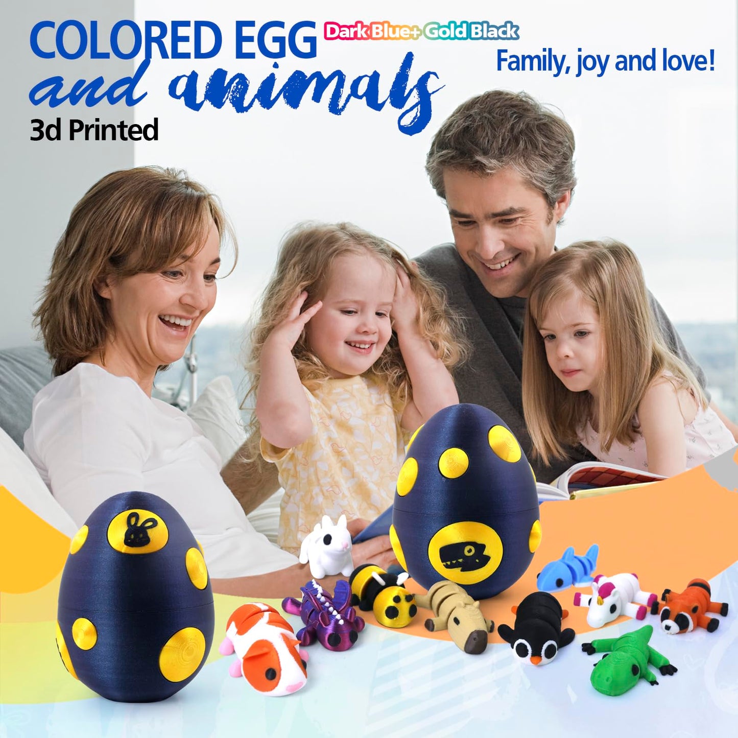 HyBaiS Mystery Mini 3D Printed Articulated Animal Figurines Set with Egg Little Cute Animals Pocket Pet 3D Animals Toys 3D Printed Miniature Figurines Gifts Excutive Desk Toy(Capybara&Unicorn&Rabbit)