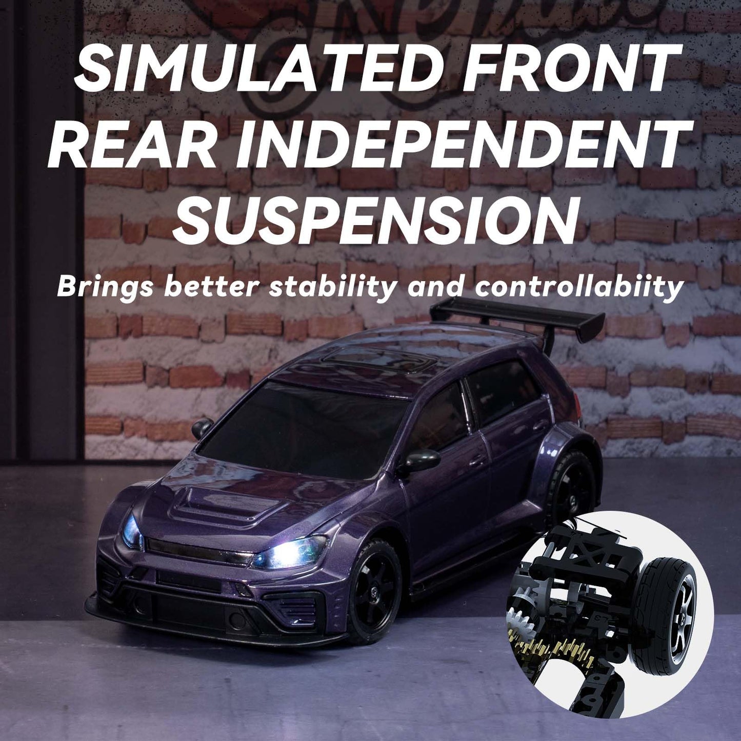 Fairrc 1/43 Scale Mix GO CA51 4WD Micro Drift Car - Mini RC for Desk and Adults, 2.4GHz High Speed With 4 Smooth Hard Tires RTR