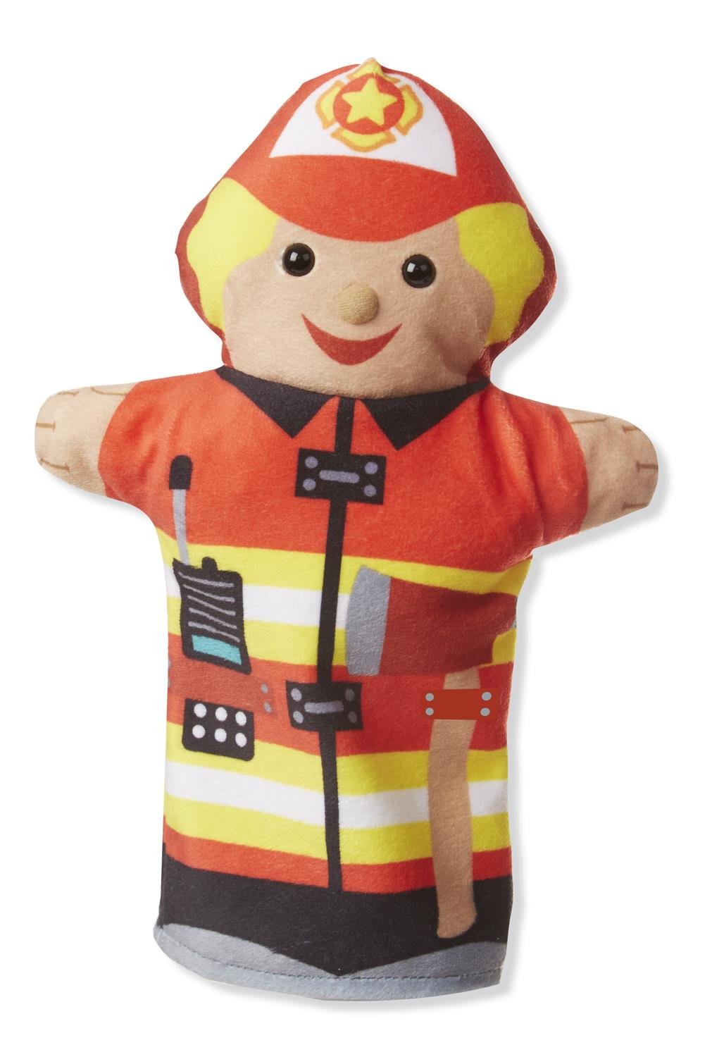 Melissa & Doug Jolly Helpers Hand Puppets (Set Of 4) - Construction Worker, Doctor, Police Officer, And Firefighter